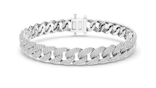 4.997 CT Lab Diamond Cuban Link Bracelet | VVS-VS EF Round Brilliant Cut | 10KT, 14KT, 18KT Gold & 925 Silver | Rose, Yellow, White Gold | Hip Hop Luxury Jewelry
