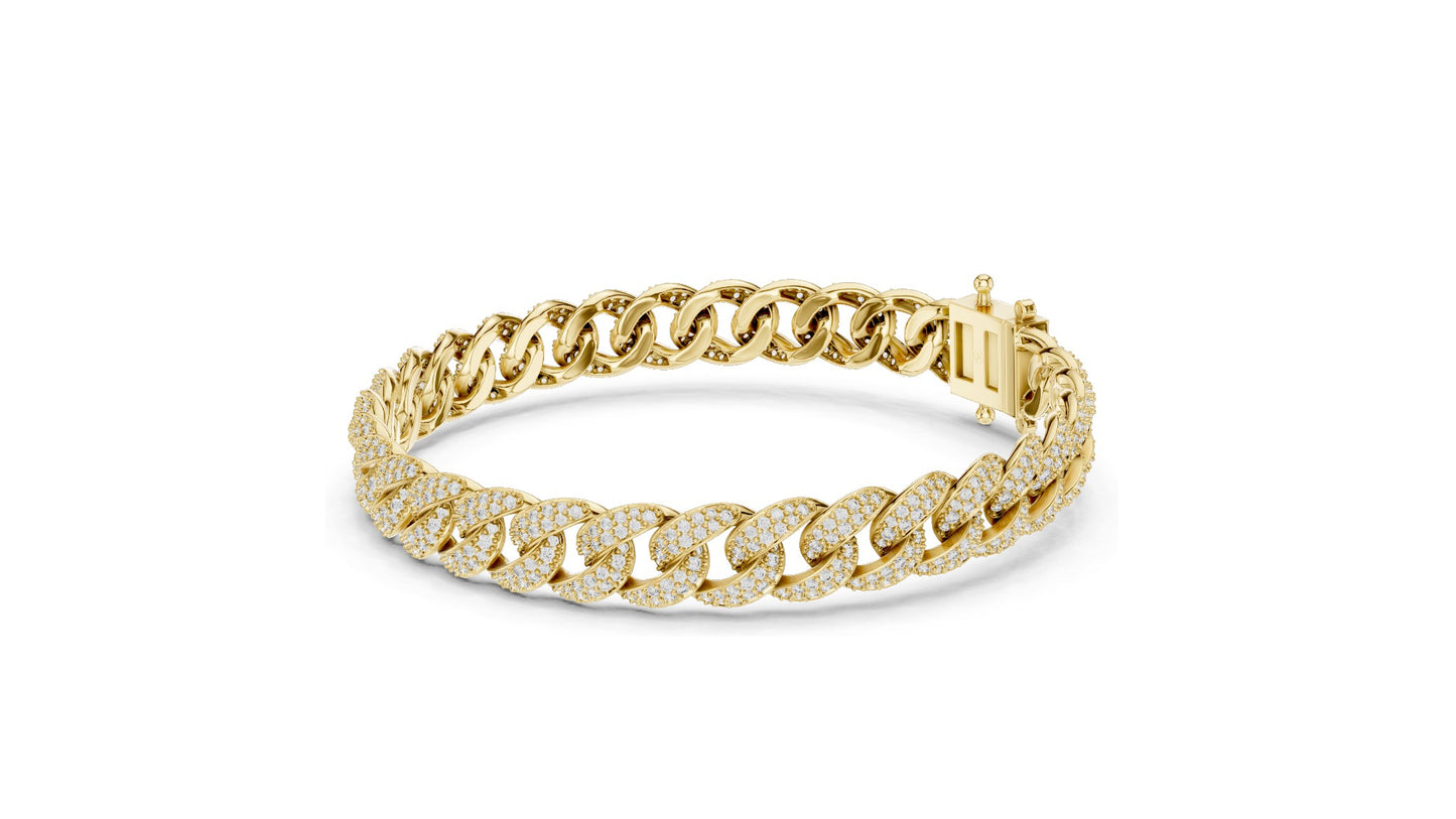 4.997 CT Lab Diamond Cuban Link Bracelet | VVS-VS EF Round Brilliant Cut | 10KT, 14KT, 18KT Gold & 925 Silver | Rose, Yellow, White Gold | Hip Hop Luxury Jewelry