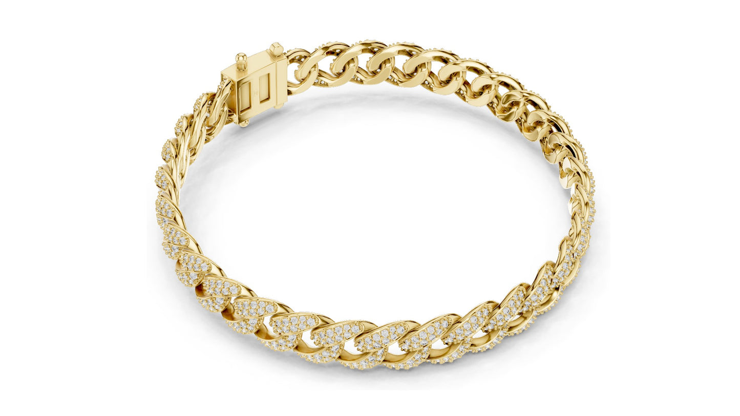 4.997 CT Lab Diamond Cuban Link Bracelet | VVS-VS EF Round Brilliant Cut | 10KT, 14KT, 18KT Gold & 925 Silver | Rose, Yellow, White Gold | Hip Hop Luxury Jewelry