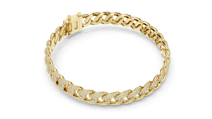 4.997 CT Lab Diamond Cuban Link Bracelet | VVS-VS EF Round Brilliant Cut | 10KT, 14KT, 18KT Gold & 925 Silver | Rose, Yellow, White Gold | Hip Hop Luxury Jewelry
