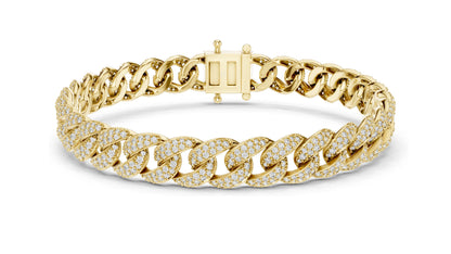 4.997 CT Lab Diamond Cuban Link Bracelet | VVS-VS EF Round Brilliant Cut | 10KT, 14KT, 18KT Gold & 925 Silver | Rose, Yellow, White Gold | Hip Hop Luxury Jewelry