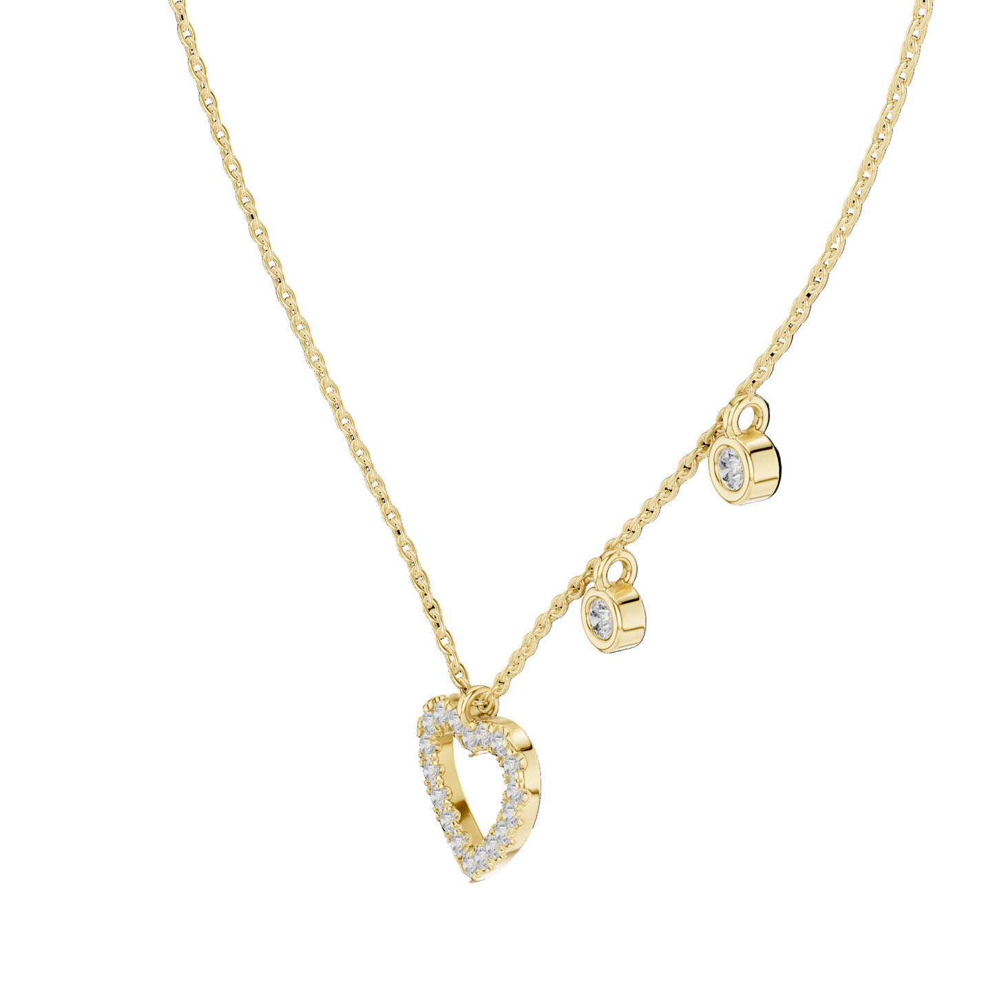 0.484 CT Lab Diamond Heart Pendant Necklace | VVS-VS Clarity, EF Color | 18KT, 14KT Gold & 925 Silver | Rose, Yellow, White Gold Options | Luxury Fine Jewelry