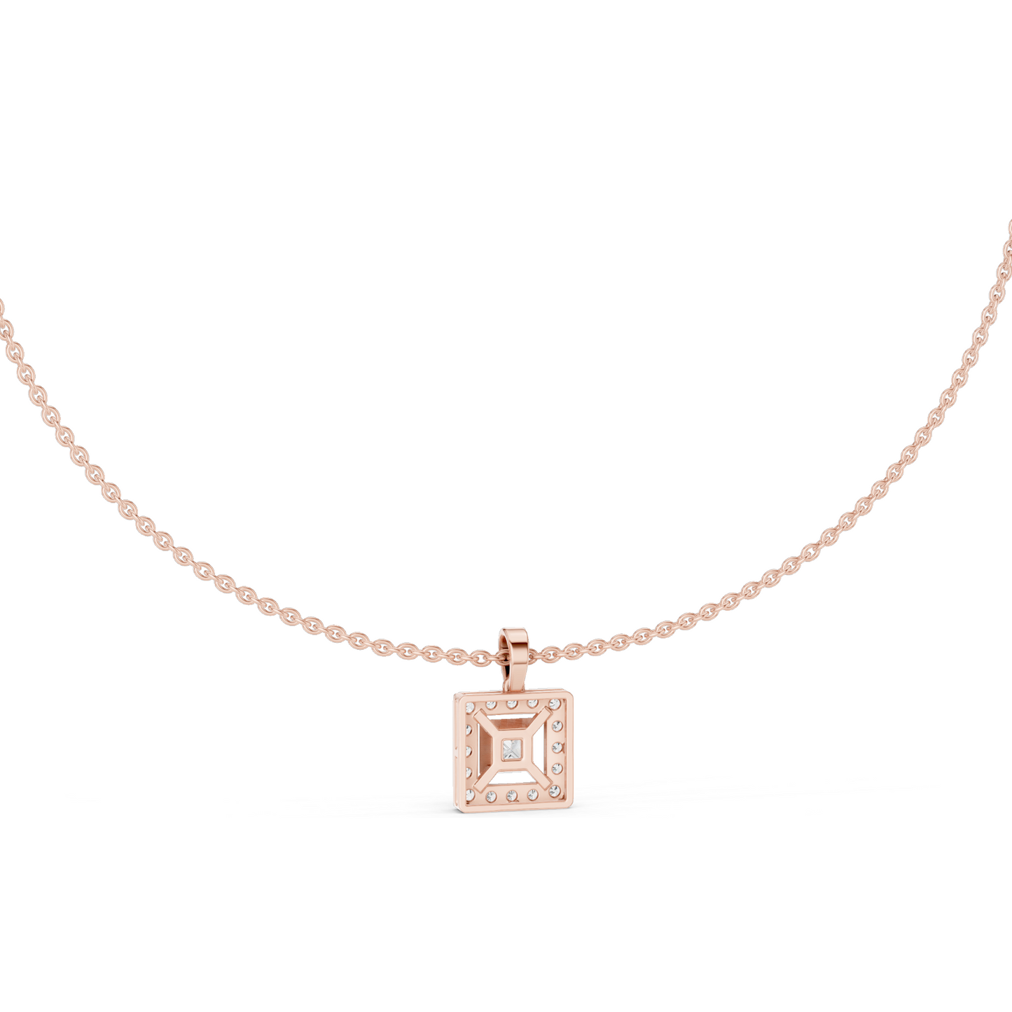 1.64 CT Lab Diamond Necklace | Square Cut CVD Diamonds | 18KT, 14KT, Rose, Yellow, White Gold | Luxury Fine Jewelry