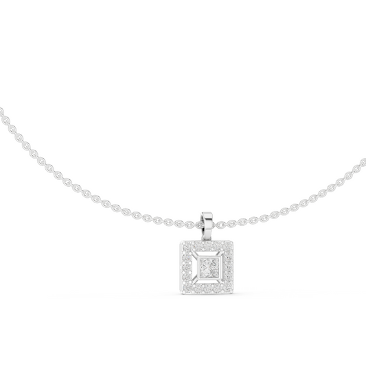 1.64 CT Lab Diamond Necklace | Square Cut CVD Diamonds | 18KT, 14KT, Rose, Yellow, White Gold | Luxury Fine Jewelry