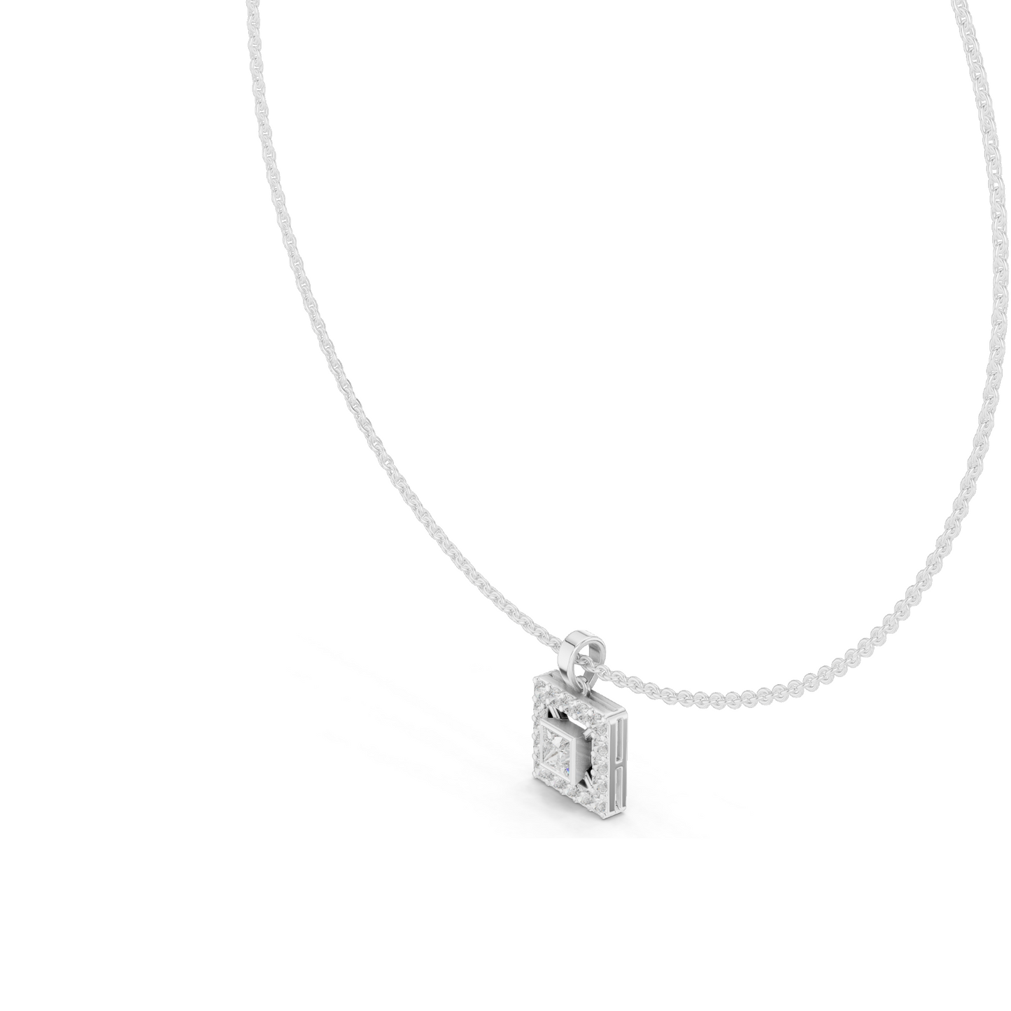 1.64 CT Lab Diamond Necklace | Square Cut CVD Diamonds | 18KT, 14KT, Rose, Yellow, White Gold | Luxury Fine Jewelry