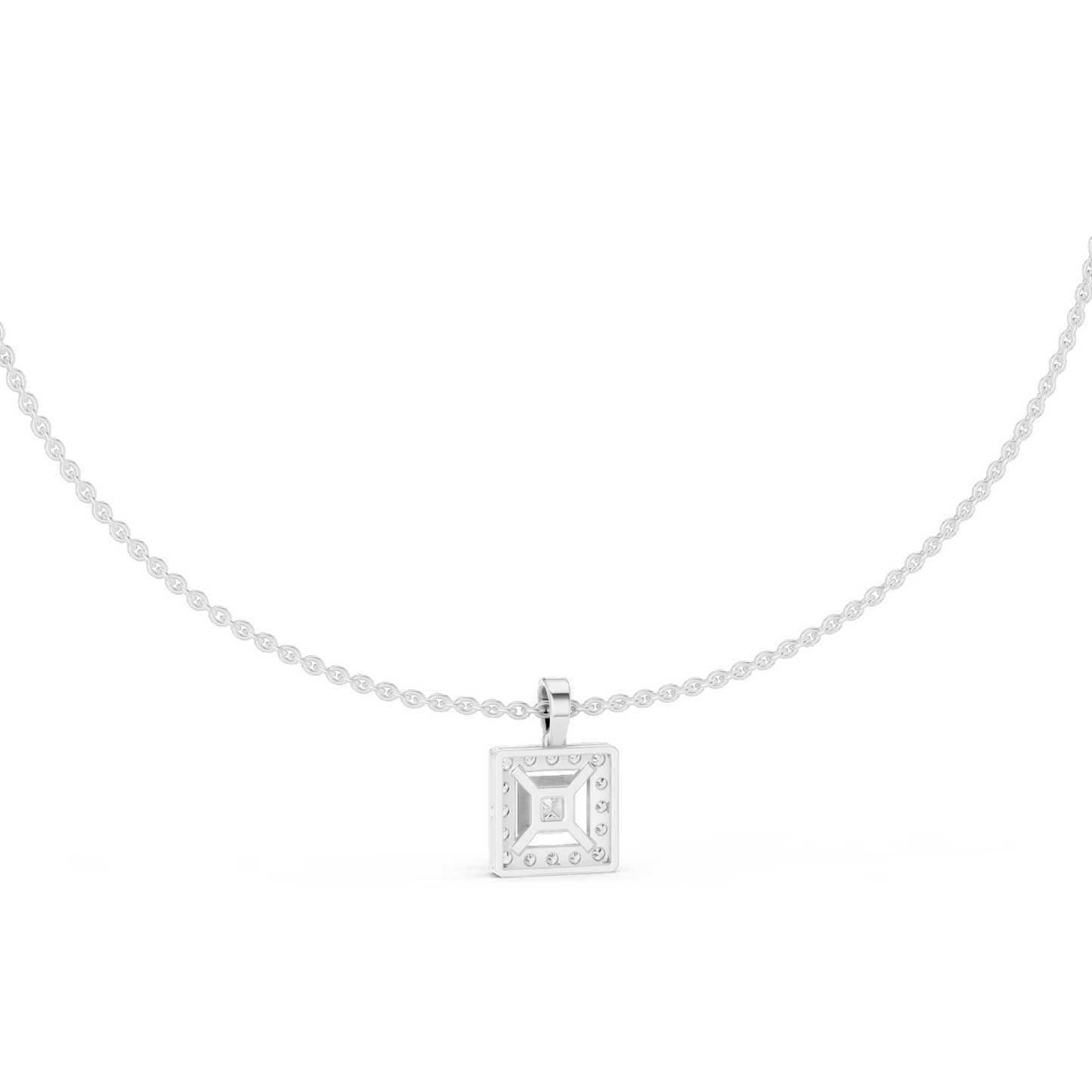 1.64 CT Lab Diamond Necklace | Square Cut CVD Diamonds | 18KT, 14KT, Rose, Yellow, White Gold | Luxury Fine Jewelry