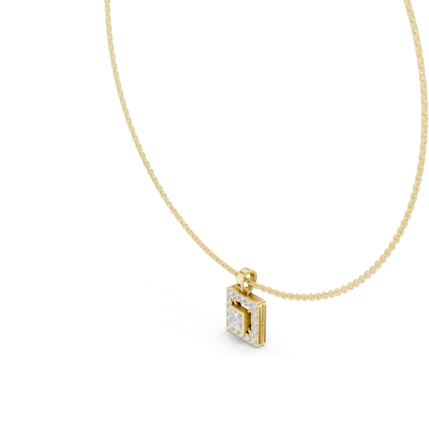1.64 CT Lab Diamond Necklace | Square Cut CVD Diamonds | 18KT, 14KT, Rose, Yellow, White Gold | Luxury Fine Jewelry
