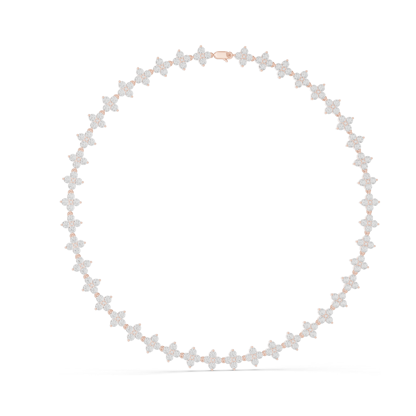 19.8 CT Lab Diamond Flower Necklace | VVS-VS EF CVD Diamonds | 18KT, 14KT, Rose, Yellow, White Gold | Luxury Fine Jewelry