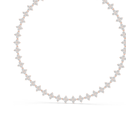 19.8 CT Lab Diamond Flower Necklace | VVS-VS EF CVD Diamonds | 18KT, 14KT, Rose, Yellow, White Gold | Luxury Fine Jewelry