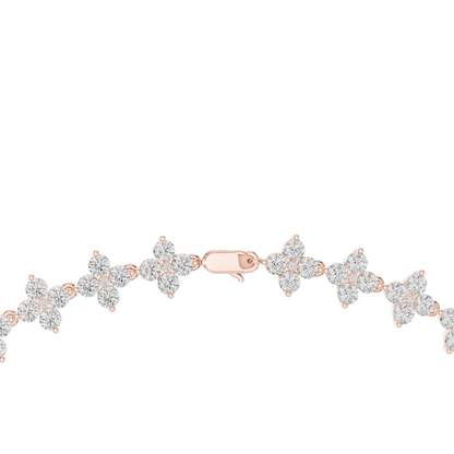 19.8 CT Lab Diamond Flower Necklace | VVS-VS EF CVD Diamonds | 18KT, 14KT, Rose, Yellow, White Gold | Luxury Fine Jewelry
