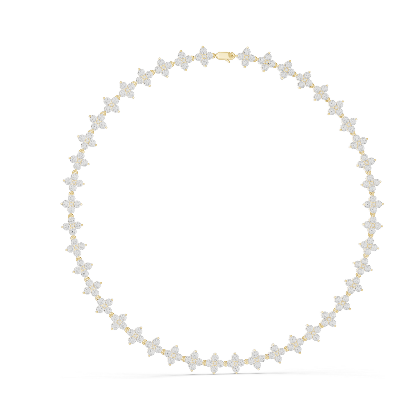19.8 CT Lab Diamond Flower Necklace | VVS-VS EF CVD Diamonds | 18KT, 14KT, Rose, Yellow, White Gold | Luxury Fine Jewelry
