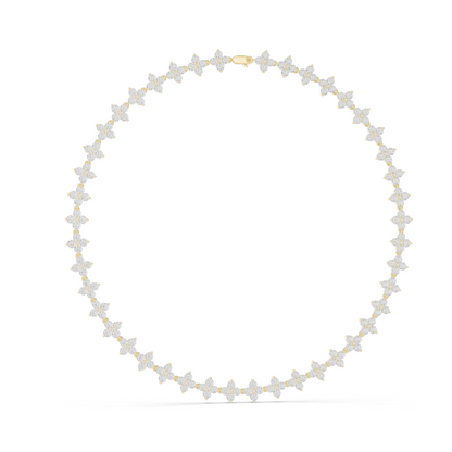 19.8 CT Lab Diamond Flower Necklace | VVS-VS EF CVD Diamonds | 18KT, 14KT, Rose, Yellow, White Gold | Luxury Fine Jewelry