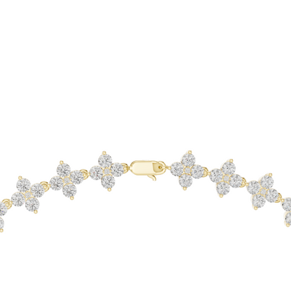 19.8 CT Lab Diamond Flower Necklace | VVS-VS EF CVD Diamonds | 18KT, 14KT, Rose, Yellow, White Gold | Luxury Fine Jewelry