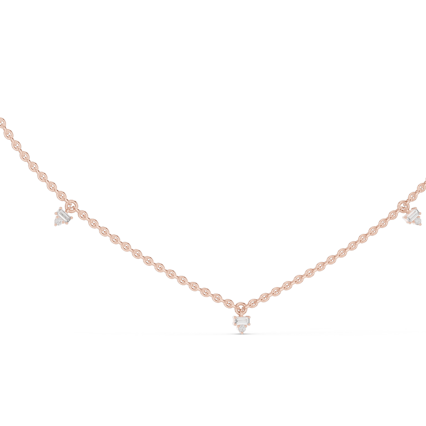 0.305 CT Lab Diamond Necklace | VVS-VS EF Diamond Chain Pendant | 18KT, 14KT Gold | Rose, Yellow, White Gold | Luxury Fine Jewelry