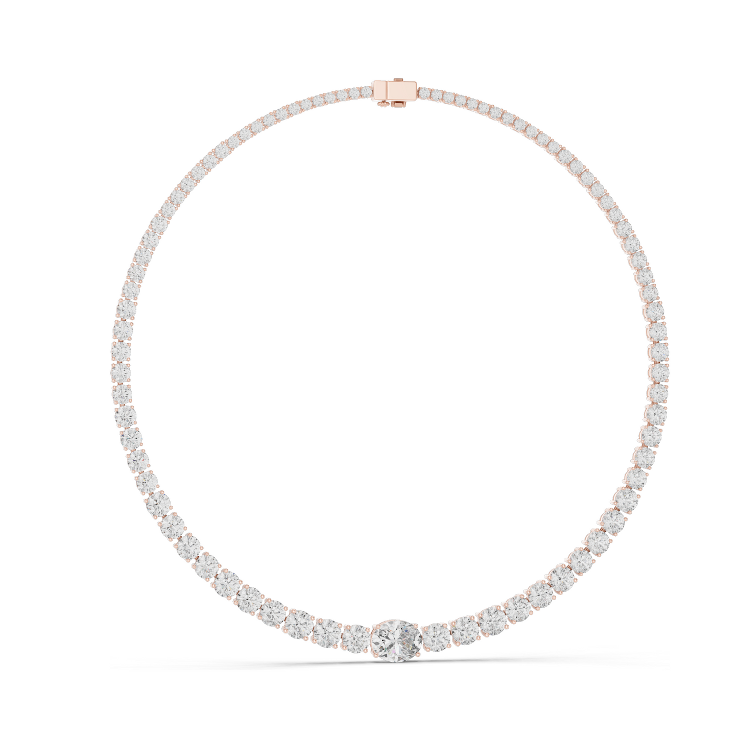 26.82 CT Lab-Grown Diamond Tennis Necklace | Round Brilliant Cut | 18KT, 14KT, Rose, Yellow, White Gold | VVS-VS EF Clarity