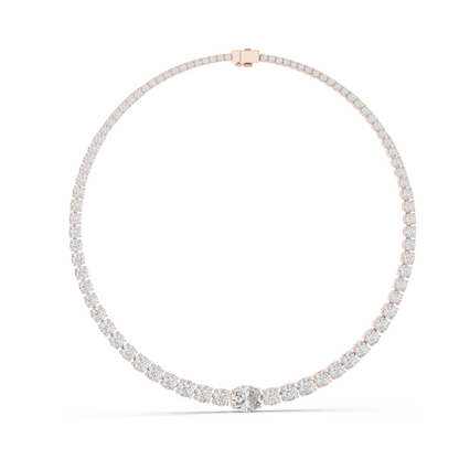 26.82 CT Lab-Grown Diamond Tennis Necklace | Round Brilliant Cut | 18KT, 14KT, Rose, Yellow, White Gold | VVS-VS EF Clarity
