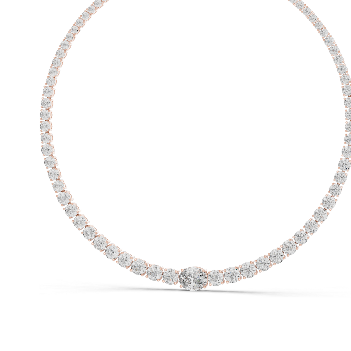 26.82 CT Lab-Grown Diamond Tennis Necklace | Round Brilliant Cut | 18KT, 14KT, Rose, Yellow, White Gold | VVS-VS EF Clarity