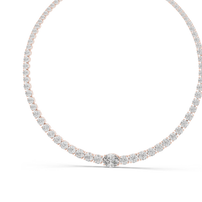 26.82 CT Lab-Grown Diamond Tennis Necklace | Round Brilliant Cut | 18KT, 14KT, Rose, Yellow, White Gold | VVS-VS EF Clarity