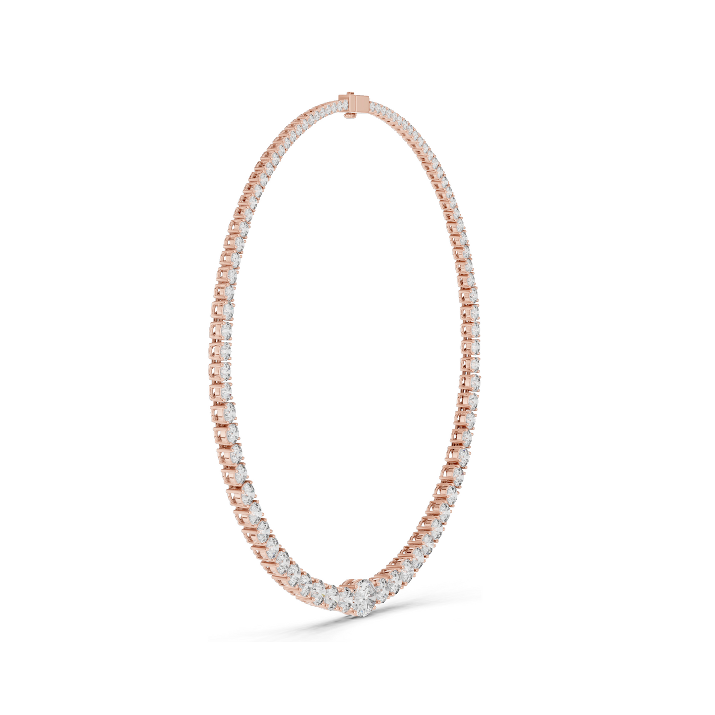26.82 CT Lab-Grown Diamond Tennis Necklace | Round Brilliant Cut | 18KT, 14KT, Rose, Yellow, White Gold | VVS-VS EF Clarity