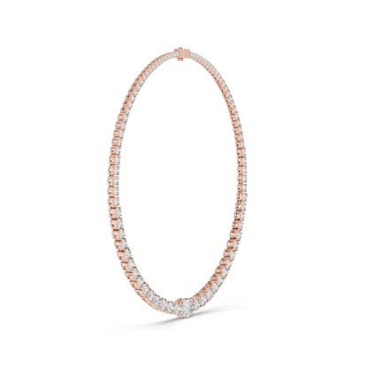 26.82 CT Lab-Grown Diamond Tennis Necklace | Round Brilliant Cut | 18KT, 14KT, Rose, Yellow, White Gold | VVS-VS EF Clarity