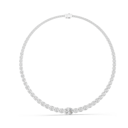 26.82 CT Lab-Grown Diamond Tennis Necklace | Round Brilliant Cut | 18KT, 14KT, Rose, Yellow, White Gold | VVS-VS EF Clarity