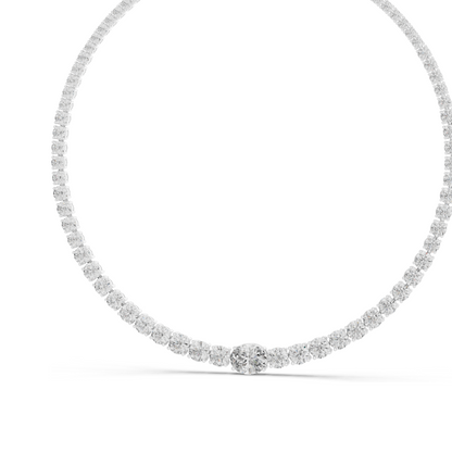 26.82 CT Lab-Grown Diamond Tennis Necklace | Round Brilliant Cut | 18KT, 14KT, Rose, Yellow, White Gold | VVS-VS EF Clarity