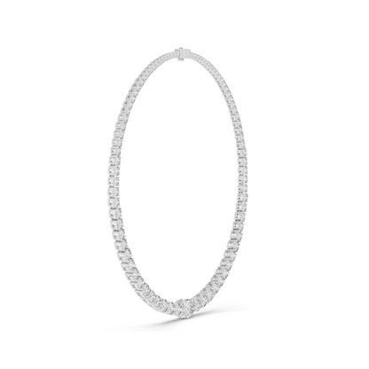 26.82 CT Lab-Grown Diamond Tennis Necklace | Round Brilliant Cut | 18KT, 14KT, Rose, Yellow, White Gold | VVS-VS EF Clarity