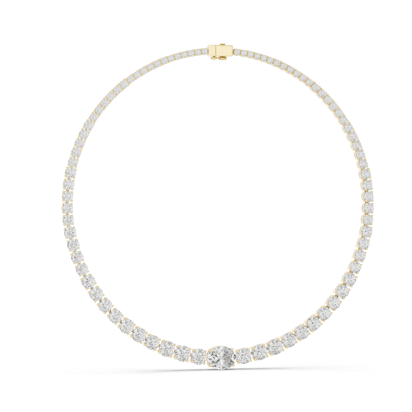 26.82 CT Lab-Grown Diamond Tennis Necklace | Round Brilliant Cut | 18KT, 14KT, Rose, Yellow, White Gold | VVS-VS EF Clarity