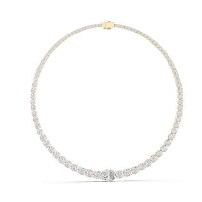 26.82 CT Lab-Grown Diamond Tennis Necklace | Round Brilliant Cut | 18KT, 14KT, Rose, Yellow, White Gold | VVS-VS EF Clarity