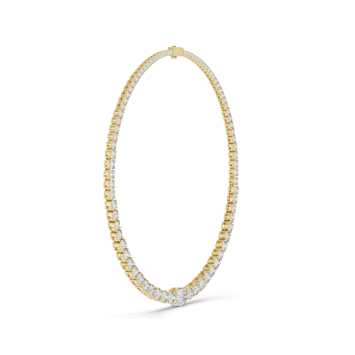 26.82 CT Lab-Grown Diamond Tennis Necklace | Round Brilliant Cut | 18KT, 14KT, Rose, Yellow, White Gold | VVS-VS EF Clarity