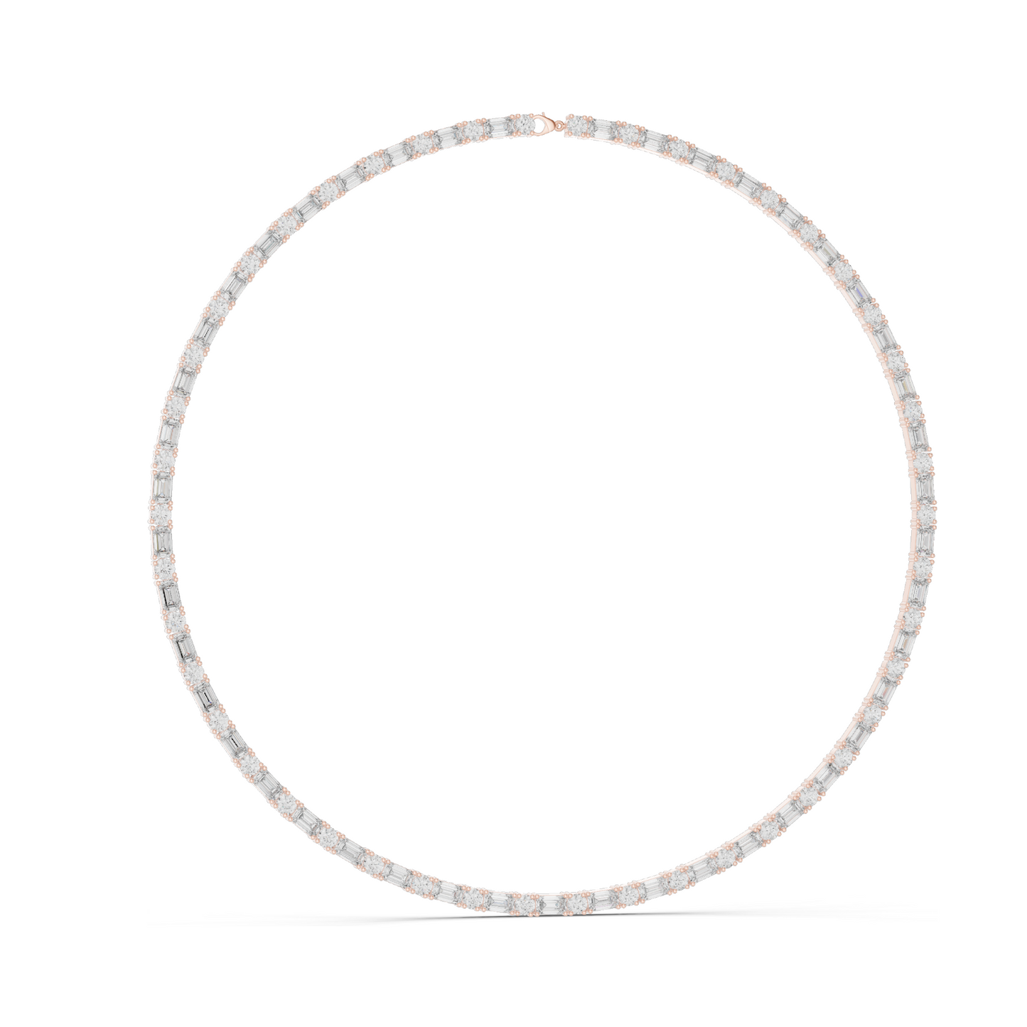 18.446 CT Lab Grown Diamond Necklace | Round & Baguette Cut | 18KT, 14KT, 18KT Gold | Rose, Yellow, White Gold | Luxury Fine Jewelry