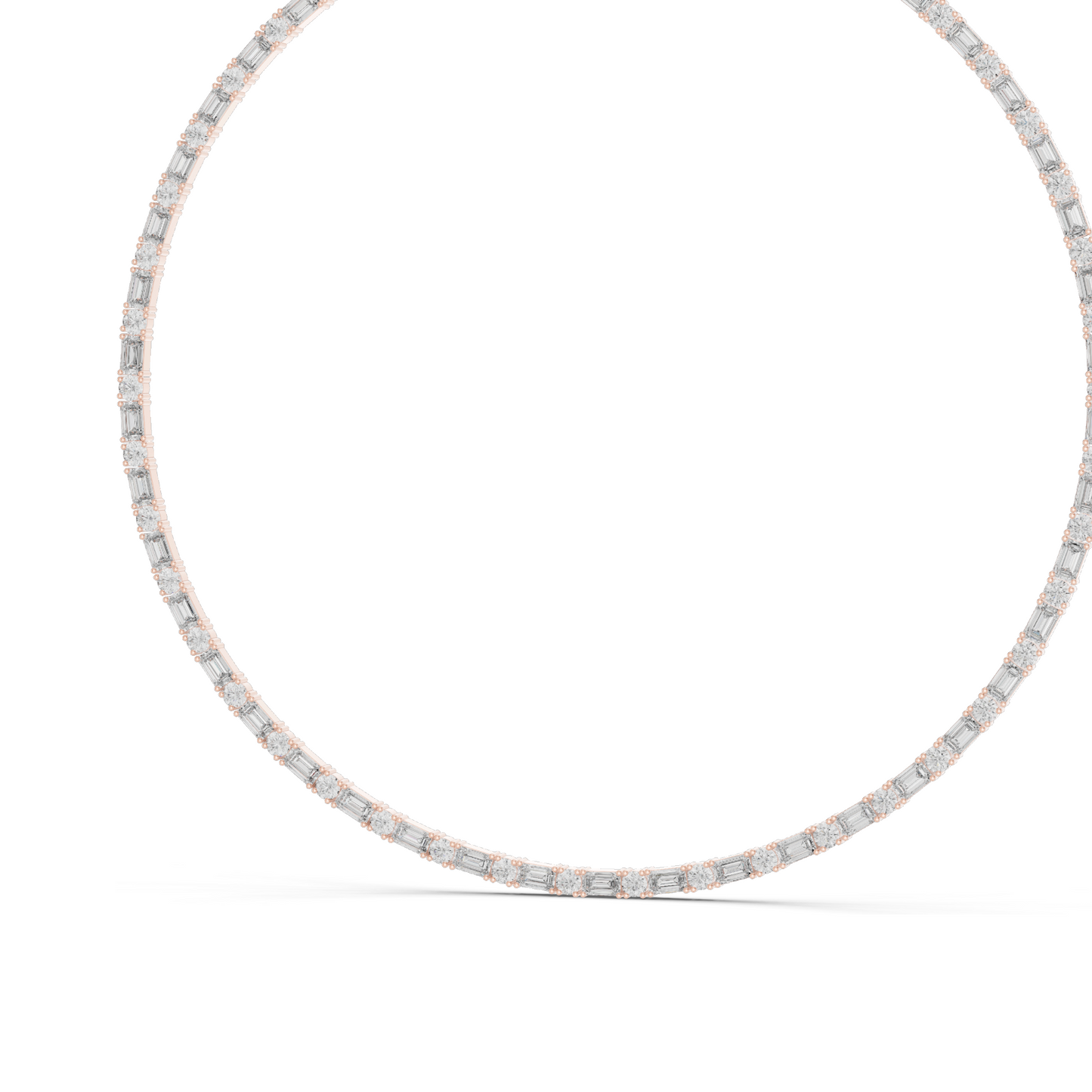 18.446 CT Lab Grown Diamond Necklace | Round & Baguette Cut | 18KT, 14KT, 18KT Gold | Rose, Yellow, White Gold | Luxury Fine Jewelry