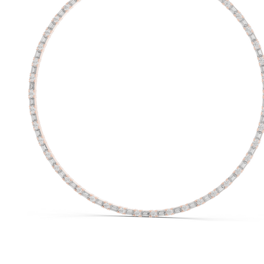 18.446 CT Lab Grown Diamond Necklace | Round & Baguette Cut | 18KT, 14KT, 18KT Gold | Rose, Yellow, White Gold | Luxury Fine Jewelry