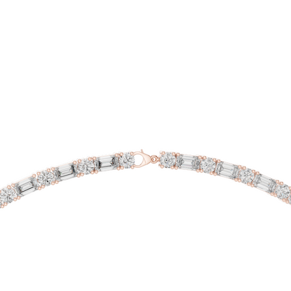 18.446 CT Lab Grown Diamond Necklace | Round & Baguette Cut | 18KT, 14KT, 18KT Gold | Rose, Yellow, White Gold | Luxury Fine Jewelry