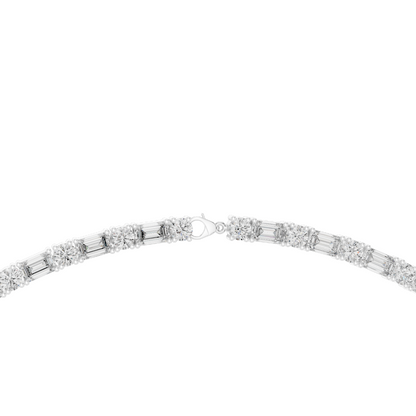 18.446 CT Lab Grown Diamond Necklace | Round & Baguette Cut | 18KT, 14KT, 18KT Gold | Rose, Yellow, White Gold | Luxury Fine Jewelry