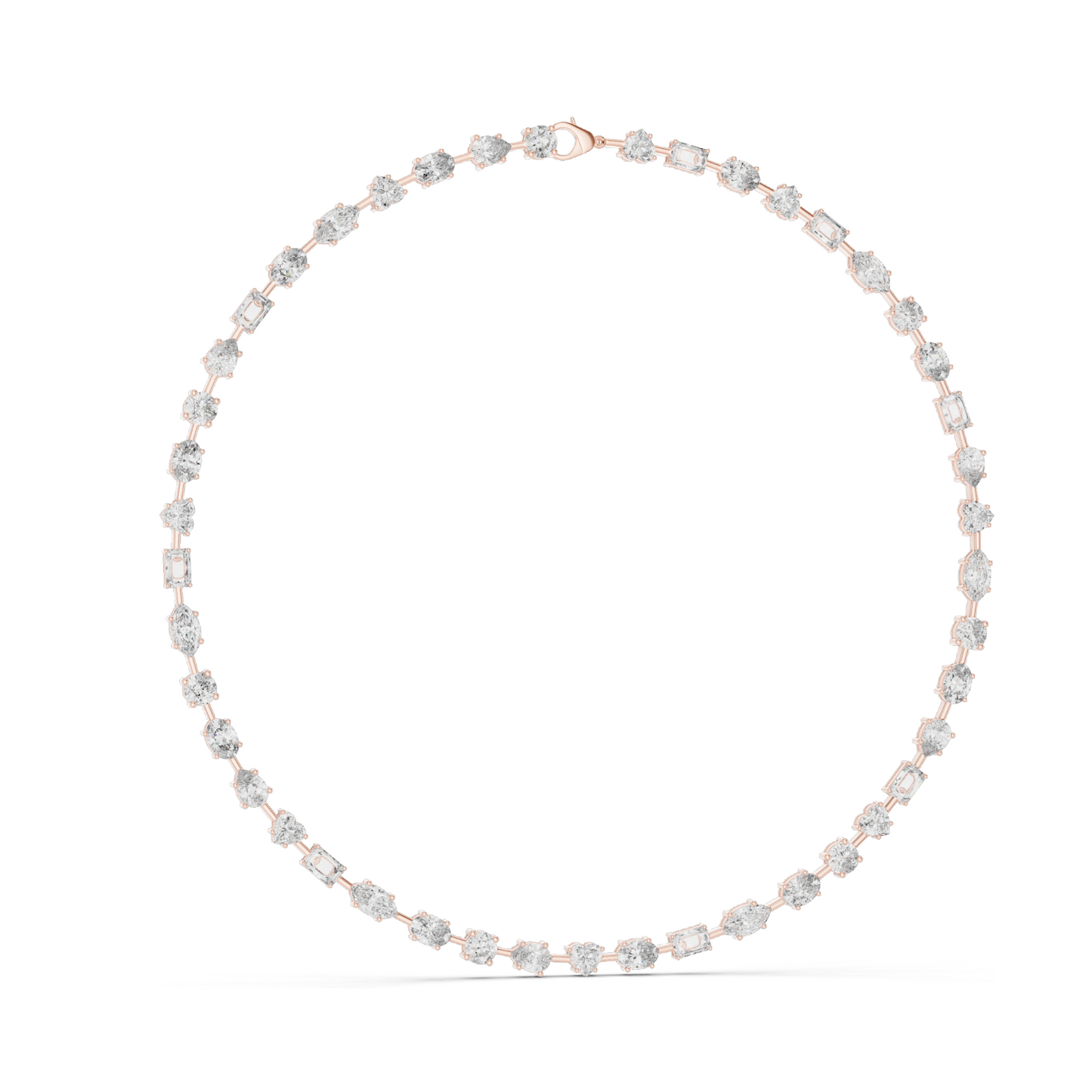 21.49 CT Lab-Created Diamond Necklace | Round & Emerald Cut Diamonds | 18KT, 14KT, 18KT Gold | Rose, Yellow, White Gold | Luxury Fine Jewelry