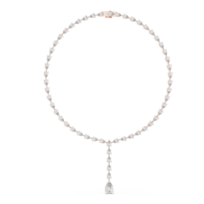 22.98 CT Lab-Created VVS-VS EF CVD Diamond Necklace | Pear Cut Diamonds | 18KT, 14KT, Rose, Yellow, White Gold | Luxury Fine Jewelry