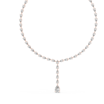 22.98 CT Lab-Created VVS-VS EF CVD Diamond Necklace | Pear Cut Diamonds | 18KT, 14KT, Rose, Yellow, White Gold | Luxury Fine Jewelry