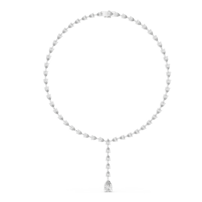 22.98 CT Lab-Created VVS-VS EF CVD Diamond Necklace | Pear Cut Diamonds | 18KT, 14KT, Rose, Yellow, White Gold | Luxury Fine Jewelry