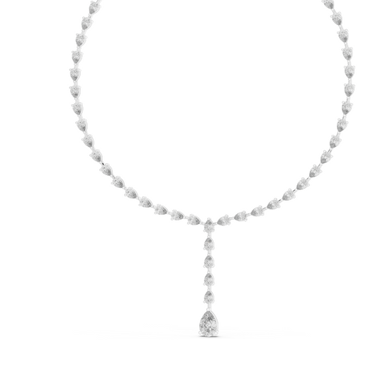 22.98 CT Lab-Created VVS-VS EF CVD Diamond Necklace | Pear Cut Diamonds | 18KT, 14KT, Rose, Yellow, White Gold | Luxury Fine Jewelry