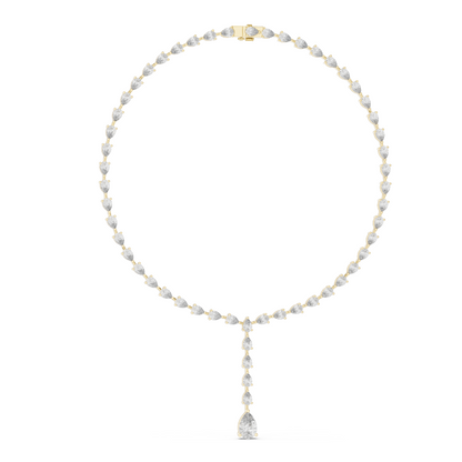 22.98 CT Lab-Created VVS-VS EF CVD Diamond Necklace | Pear Cut Diamonds | 18KT, 14KT, Rose, Yellow, White Gold | Luxury Fine Jewelry