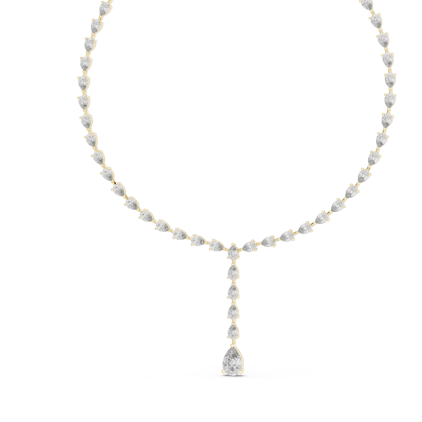 22.98 CT Lab-Created VVS-VS EF CVD Diamond Necklace | Pear Cut Diamonds | 18KT, 14KT, Rose, Yellow, White Gold | Luxury Fine Jewelry