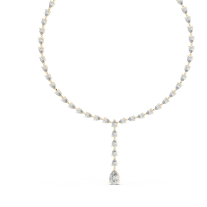 22.98 CT Lab-Created VVS-VS EF CVD Diamond Necklace | Pear Cut Diamonds | 18KT, 14KT, Rose, Yellow, White Gold | Luxury Fine Jewelry