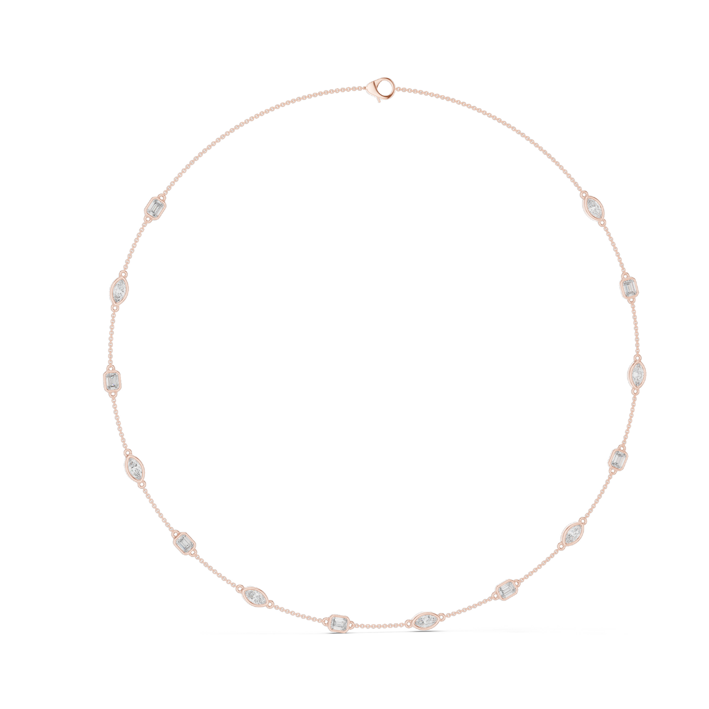 2.8 CT Lab-Created VVS-VS EF Diamond Necklace | Round & Baguette Cut Diamonds | 18KT, 14KT, Rose, Yellow, White Gold | Luxury Fine Jewelry