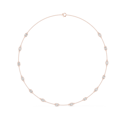 2.8 CT Lab-Created VVS-VS EF Diamond Necklace | Round & Baguette Cut Diamonds | 18KT, 14KT, Rose, Yellow, White Gold | Luxury Fine Jewelry