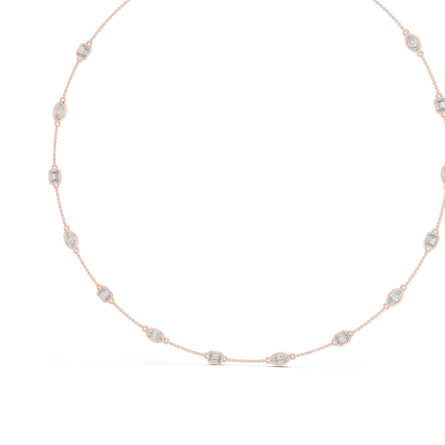 2.8 CT Lab-Created VVS-VS EF Diamond Necklace | Round & Baguette Cut Diamonds | 18KT, 14KT, Rose, Yellow, White Gold | Luxury Fine Jewelry