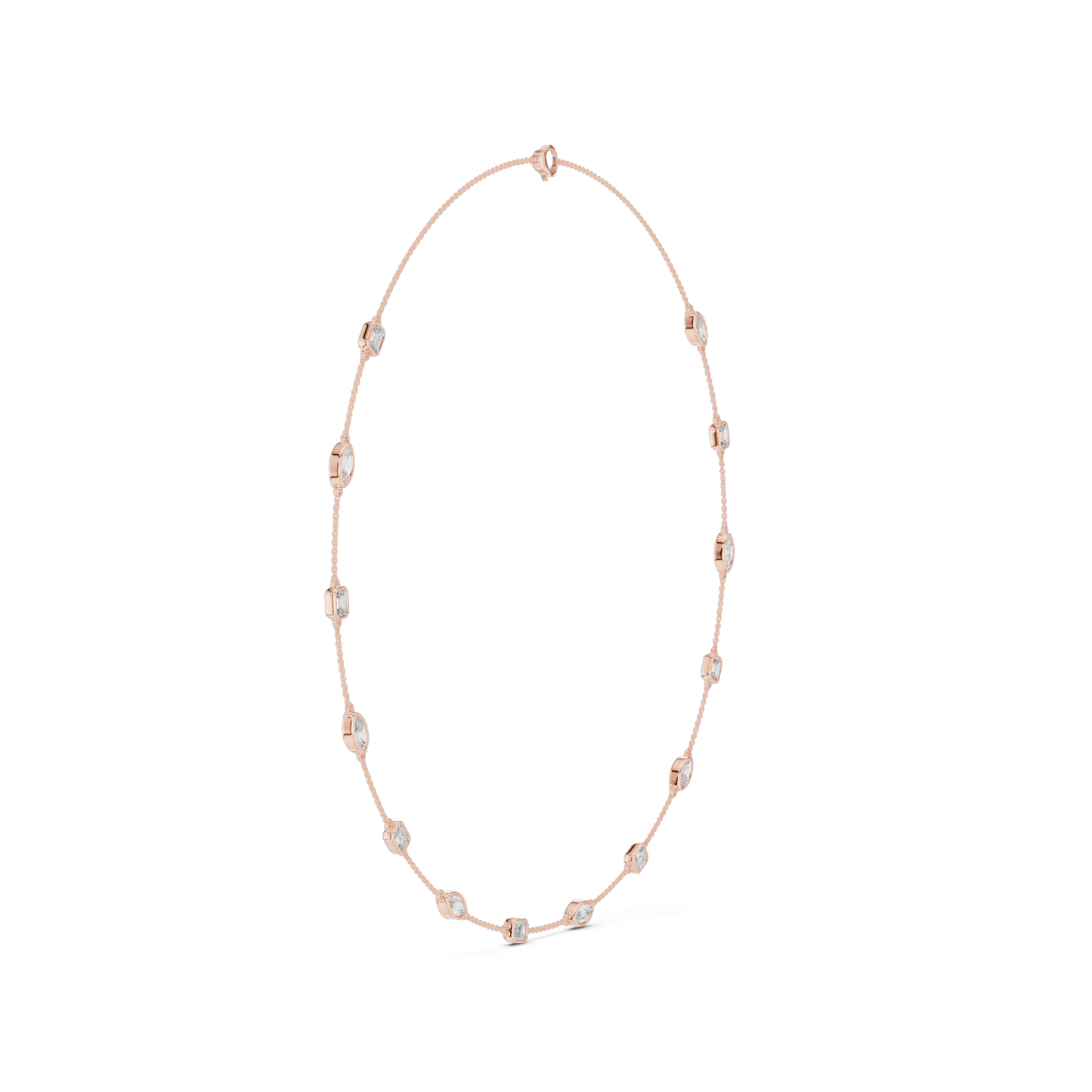 2.8 CT Lab-Created VVS-VS EF Diamond Necklace | Round & Baguette Cut Diamonds | 18KT, 14KT, Rose, Yellow, White Gold | Luxury Fine Jewelry