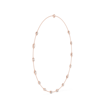 2.8 CT Lab-Created VVS-VS EF Diamond Necklace | Round & Baguette Cut Diamonds | 18KT, 14KT, Rose, Yellow, White Gold | Luxury Fine Jewelry
