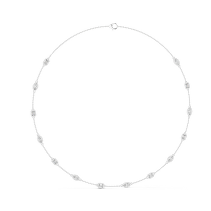 2.8 CT Lab-Created VVS-VS EF Diamond Necklace | Round & Baguette Cut Diamonds | 18KT, 14KT, Rose, Yellow, White Gold | Luxury Fine Jewelry