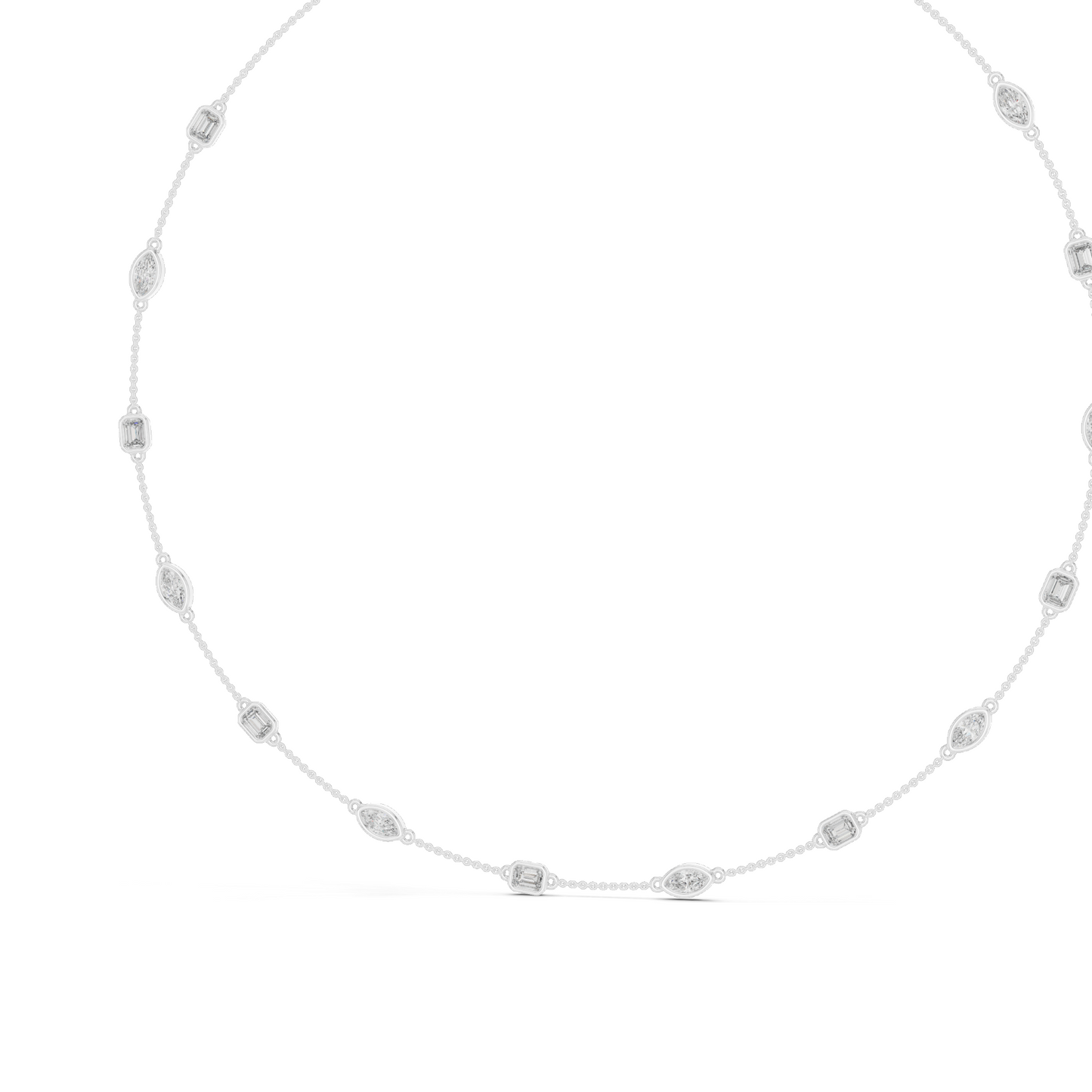 2.8 CT Lab-Created VVS-VS EF Diamond Necklace | Round & Baguette Cut Diamonds | 18KT, 14KT, Rose, Yellow, White Gold | Luxury Fine Jewelry